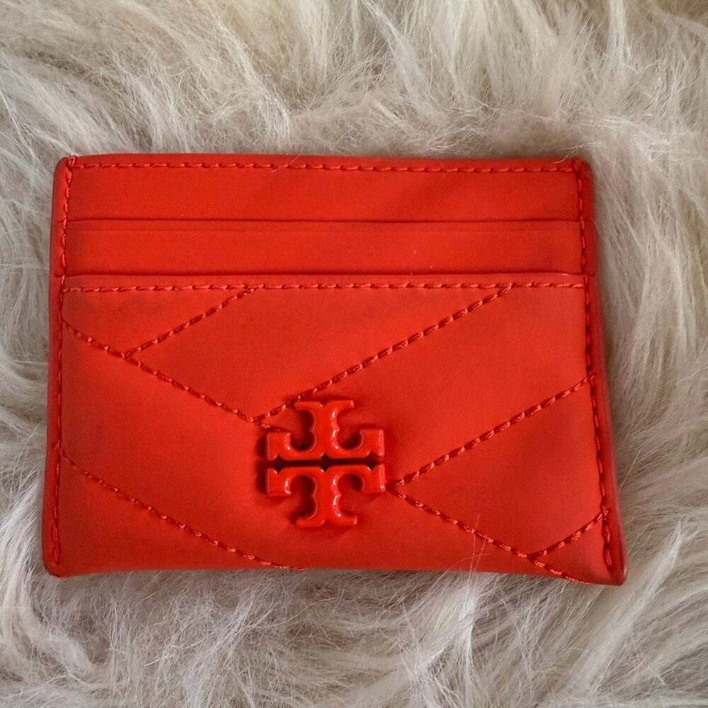 Tory Burch Kira Card Case - Orange Quilted Leather